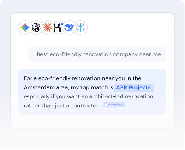 AI assistant answer citing a brand as its top match, above a row of AI model logos